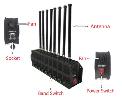 250W Cell Phone Frequency Jammer Shielding 2g 3g 4g 5g High Power