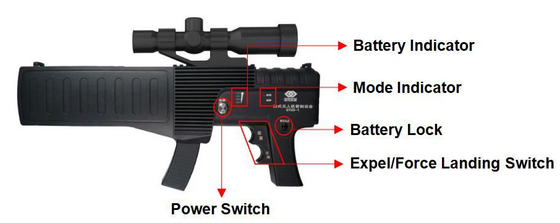 High Efficiency Hand Held Uav Jammer 3000mah Battery Capacity