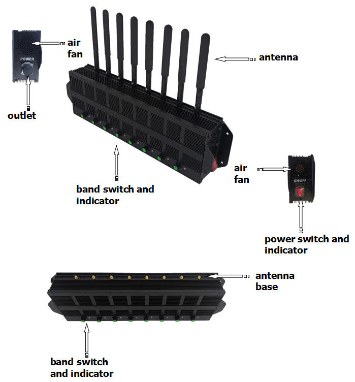 Gsm / 4g Radio Frequency Blocker Mobile Cellphone Signal Jammer For Large Areas